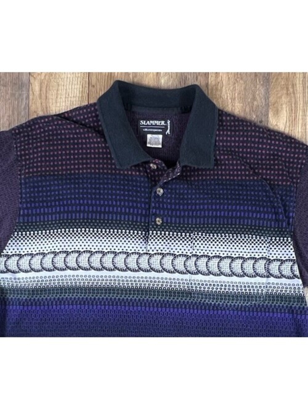 Slammer By Munsingwear Vintage 90s Size M AOP Golf Ball Polo Shirt Colorful Rare